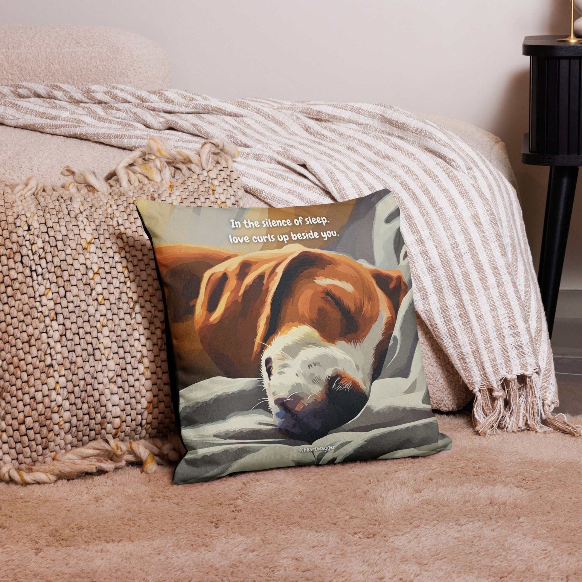 Pillow Case - In the silence of sleep, love curls up beside you 18″×18″