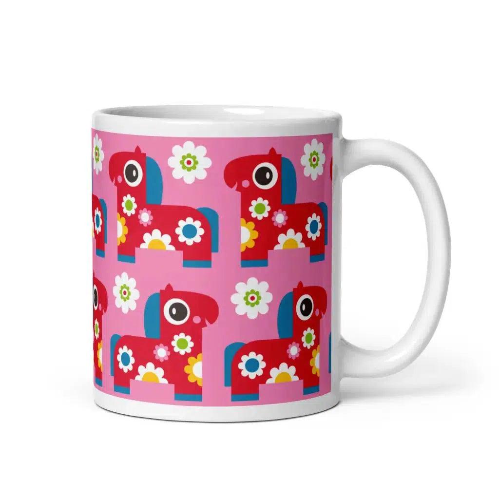Mug - PONY BLOOM pink - Happy ponies and flowers print