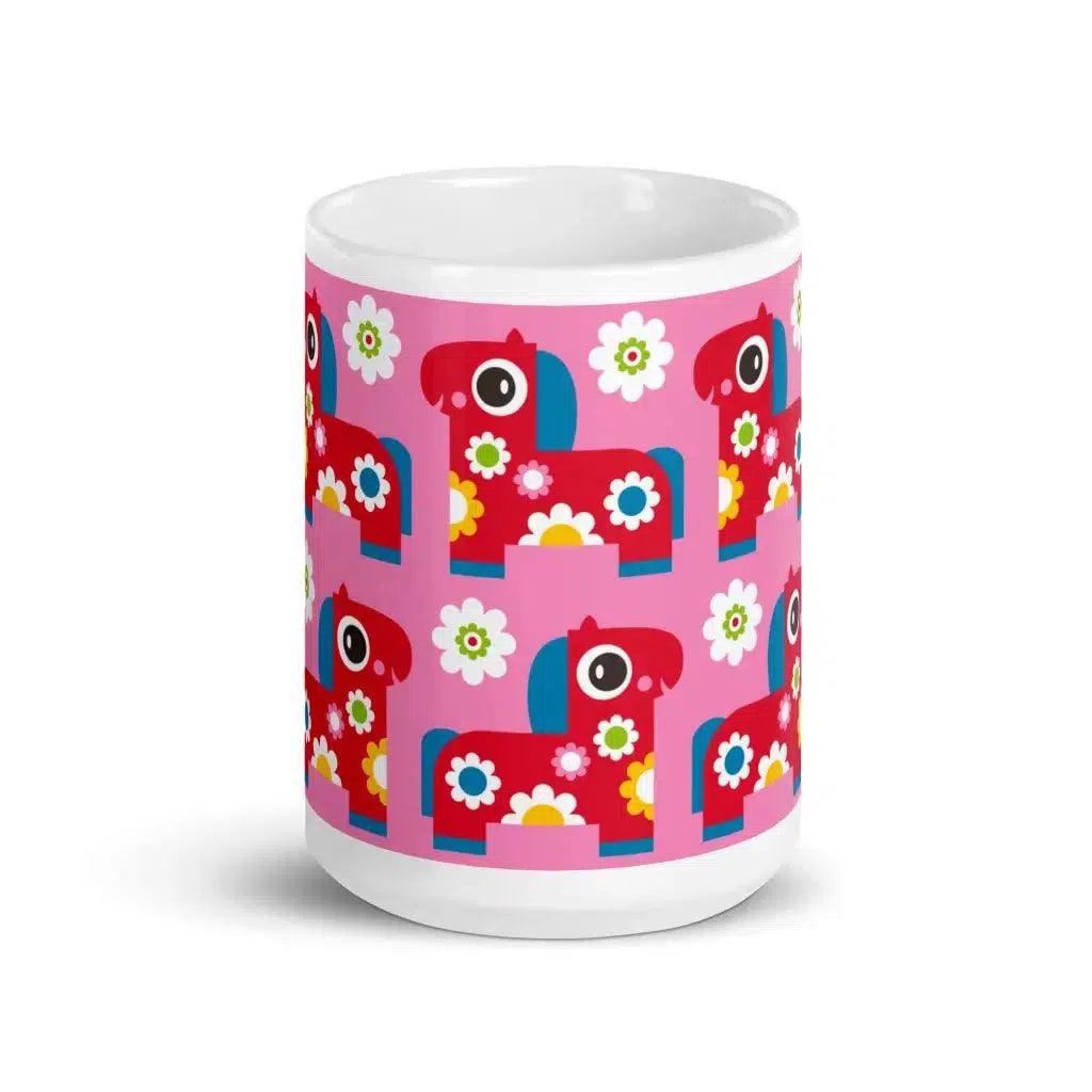 Mug - PONY BLOOM pink - Happy ponies and flowers print