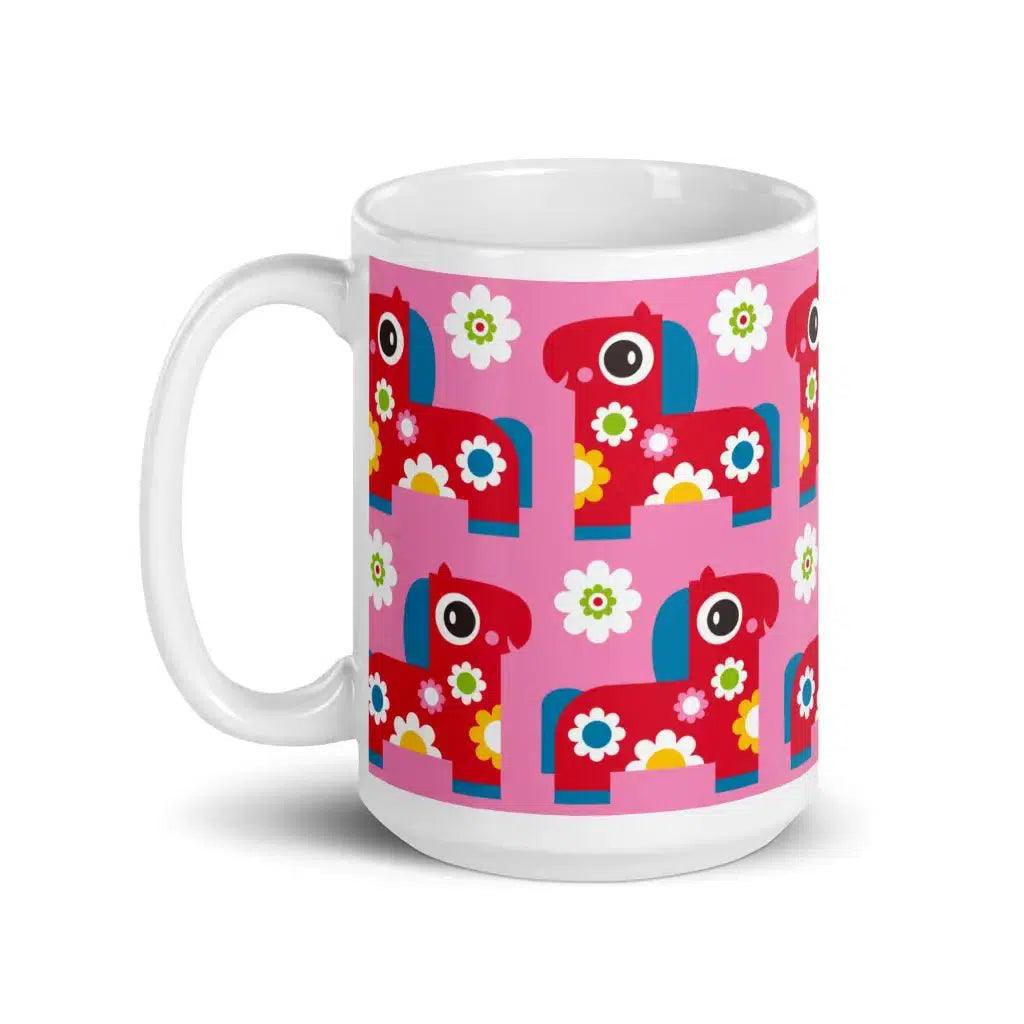 Mug - PONY BLOOM pink - Happy ponies and flowers print