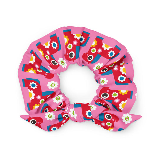 Scrunchie - PONY BLOOM pink - Happy ponies and flowers print Default Title