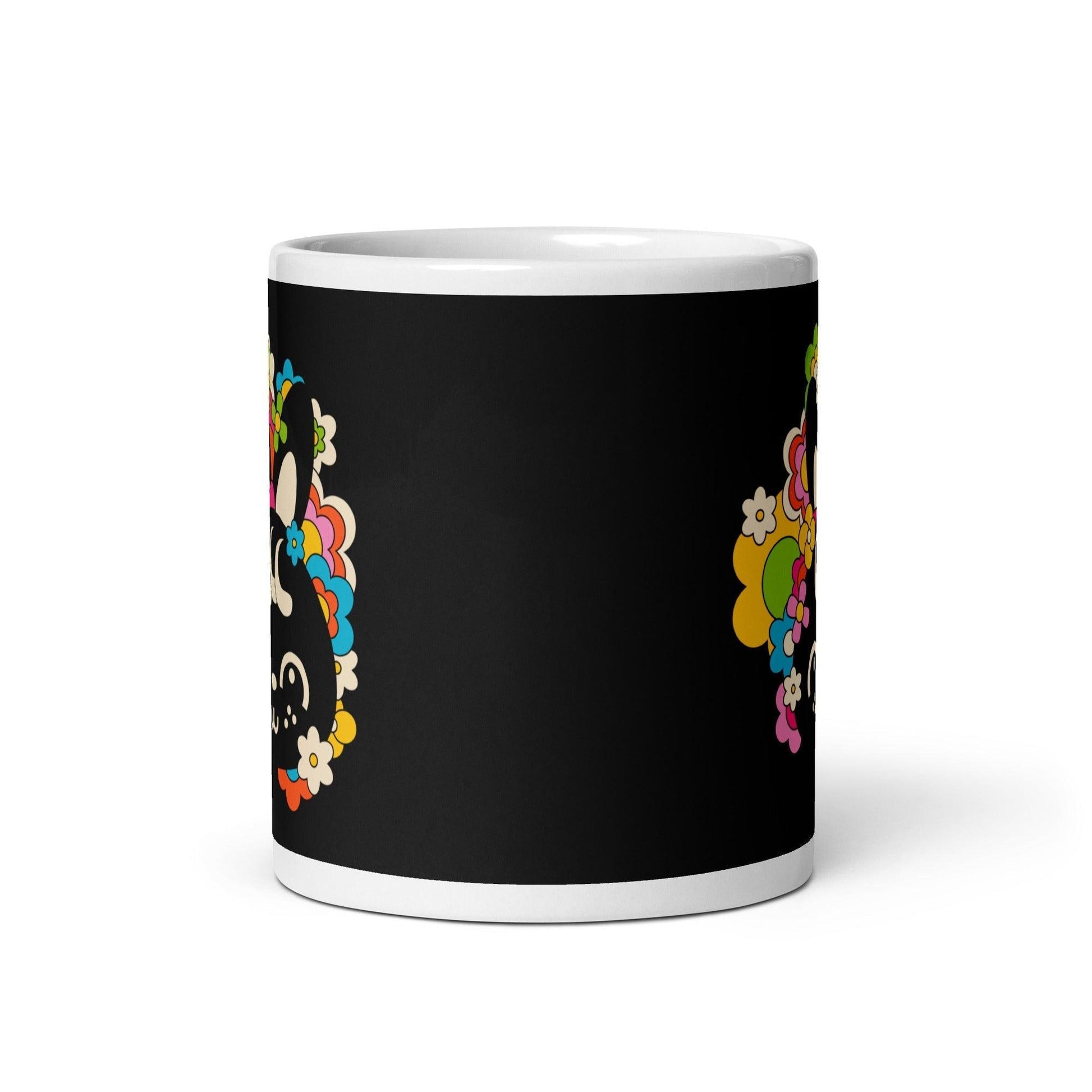 Mug - POPBUNNY black - Playful bunnies and flowers print
