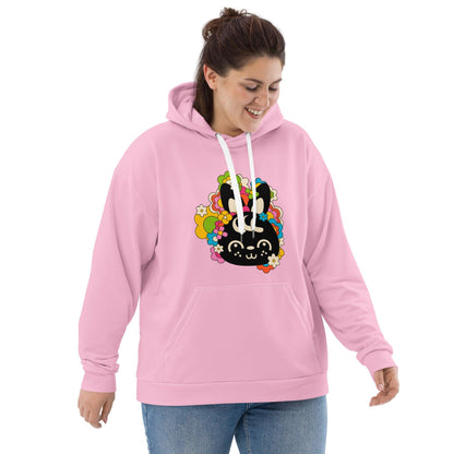 Hoodie - POPBUNNY pink (just bunny) - Playful bunnies and flowers print 6XL