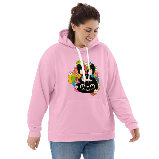 Hoodie - POPBUNNY pink (just bunny) - Playful bunnies and flowers print 6XL