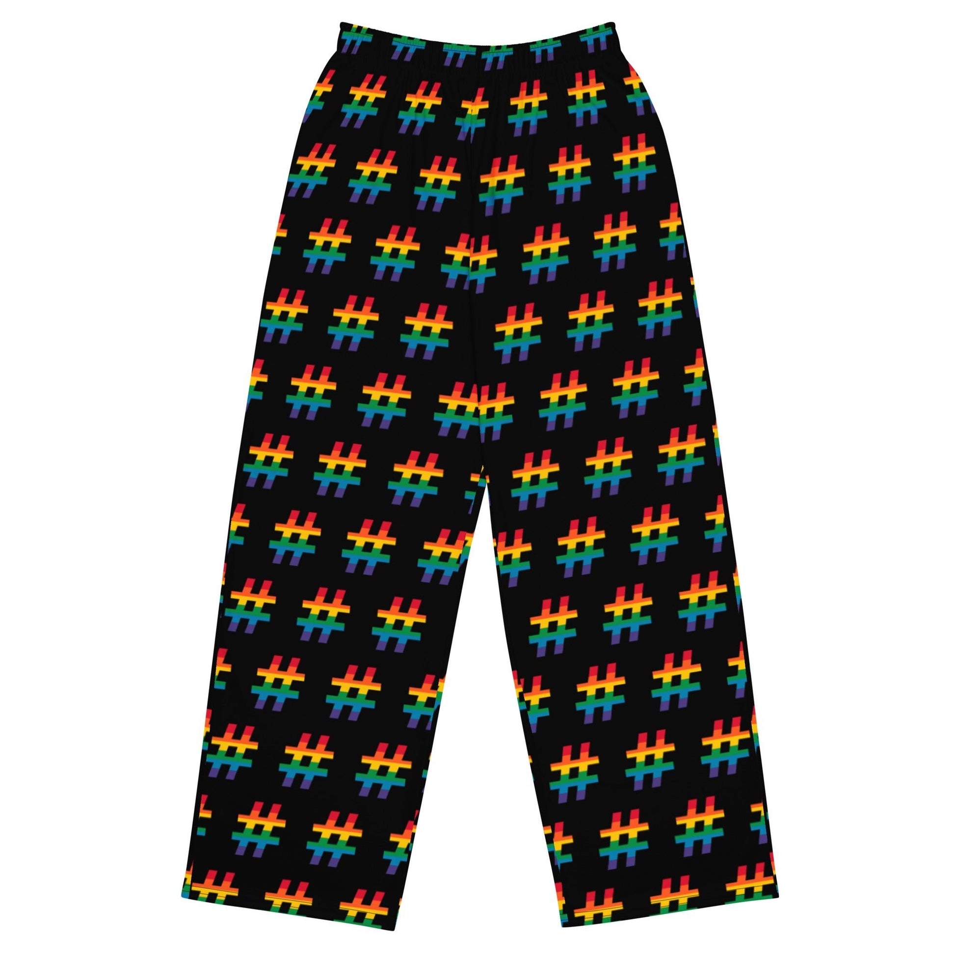 Pants - #RAINBOW black - Colorful Hashtag Print