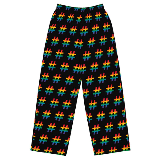 Pants - #RAINBOW black - Colorful Hashtag Print