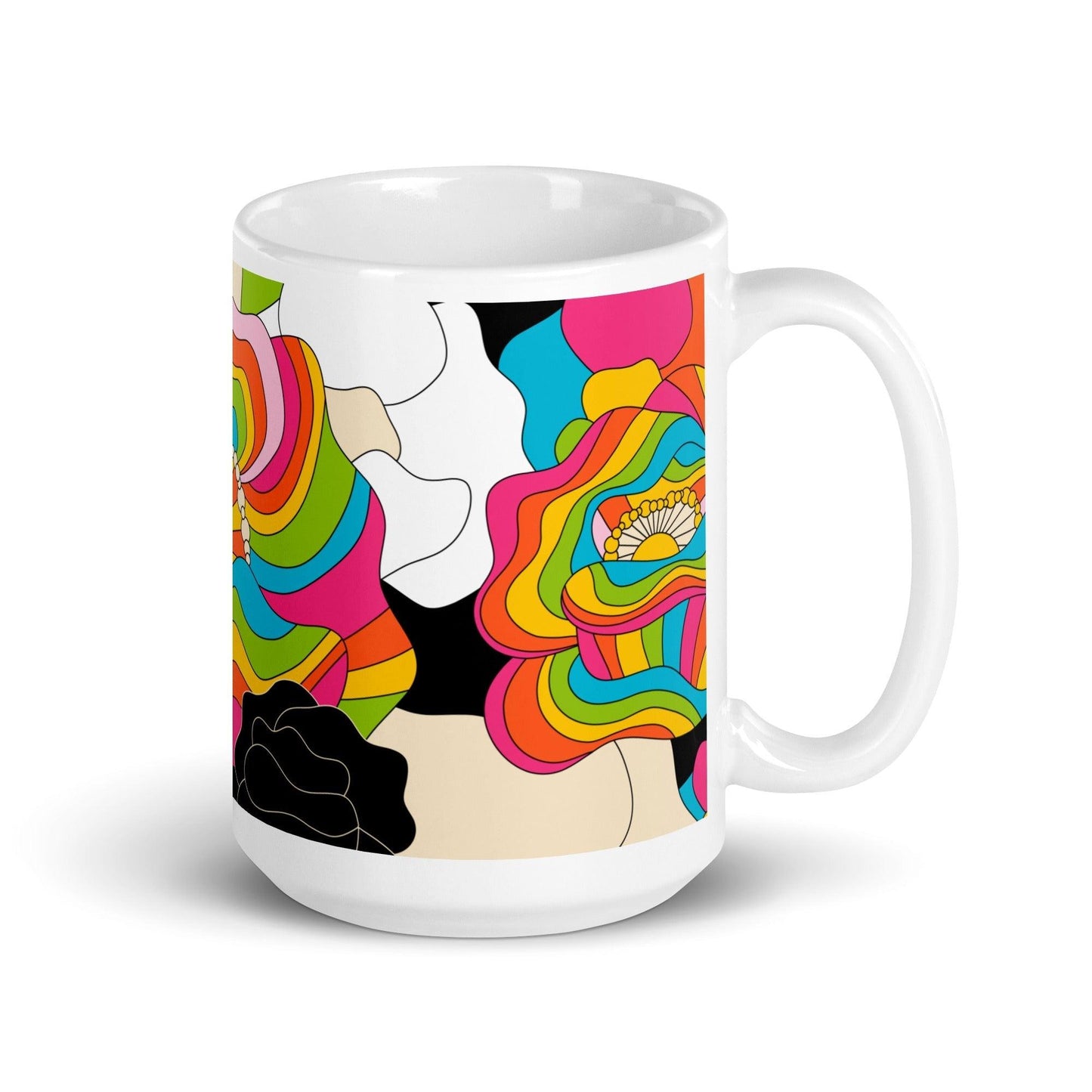 Mug - RAINBOW POPPY - Bold rainbow poppies print 15oz