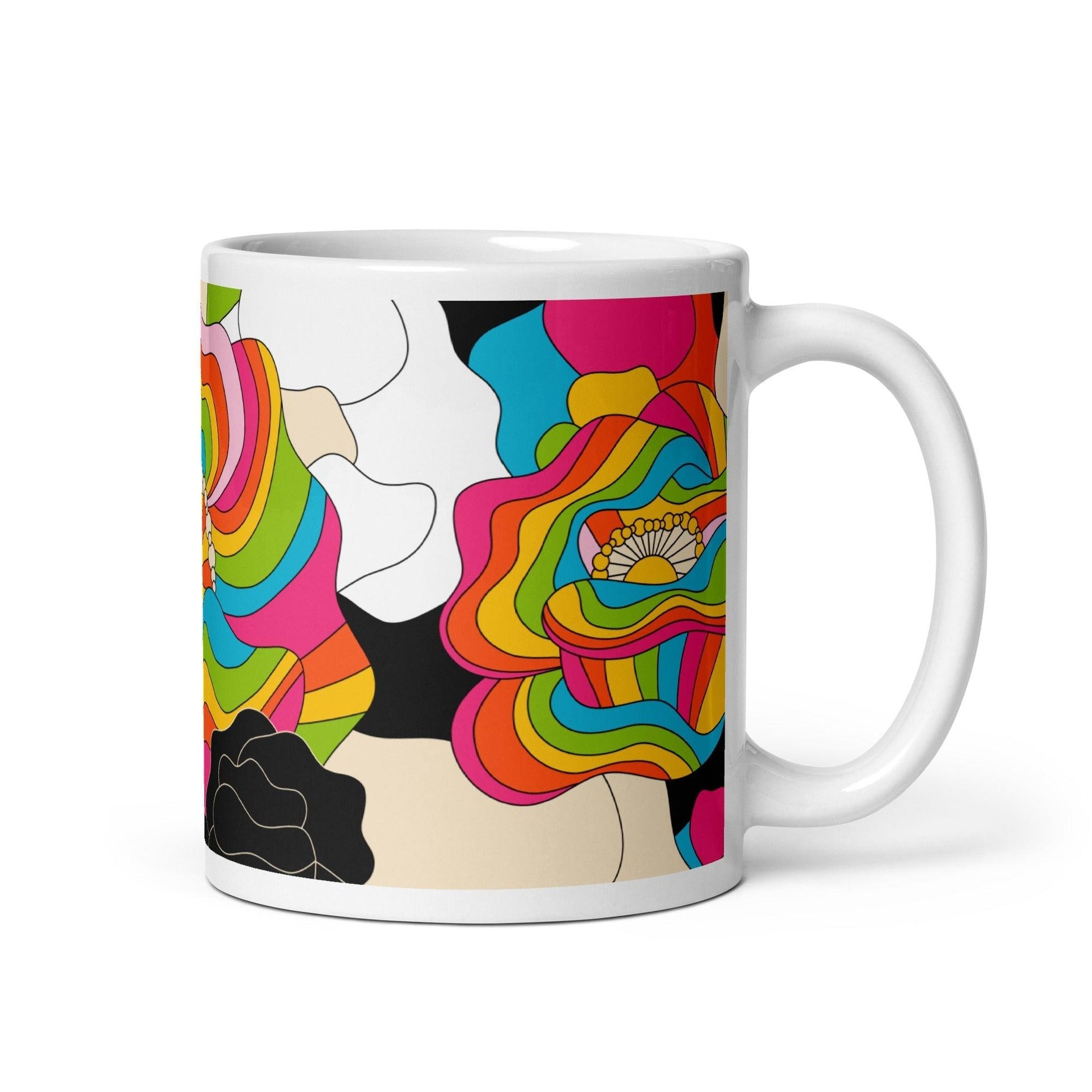 Mug - RAINBOW POPPY - Bold rainbow poppies print 11oz