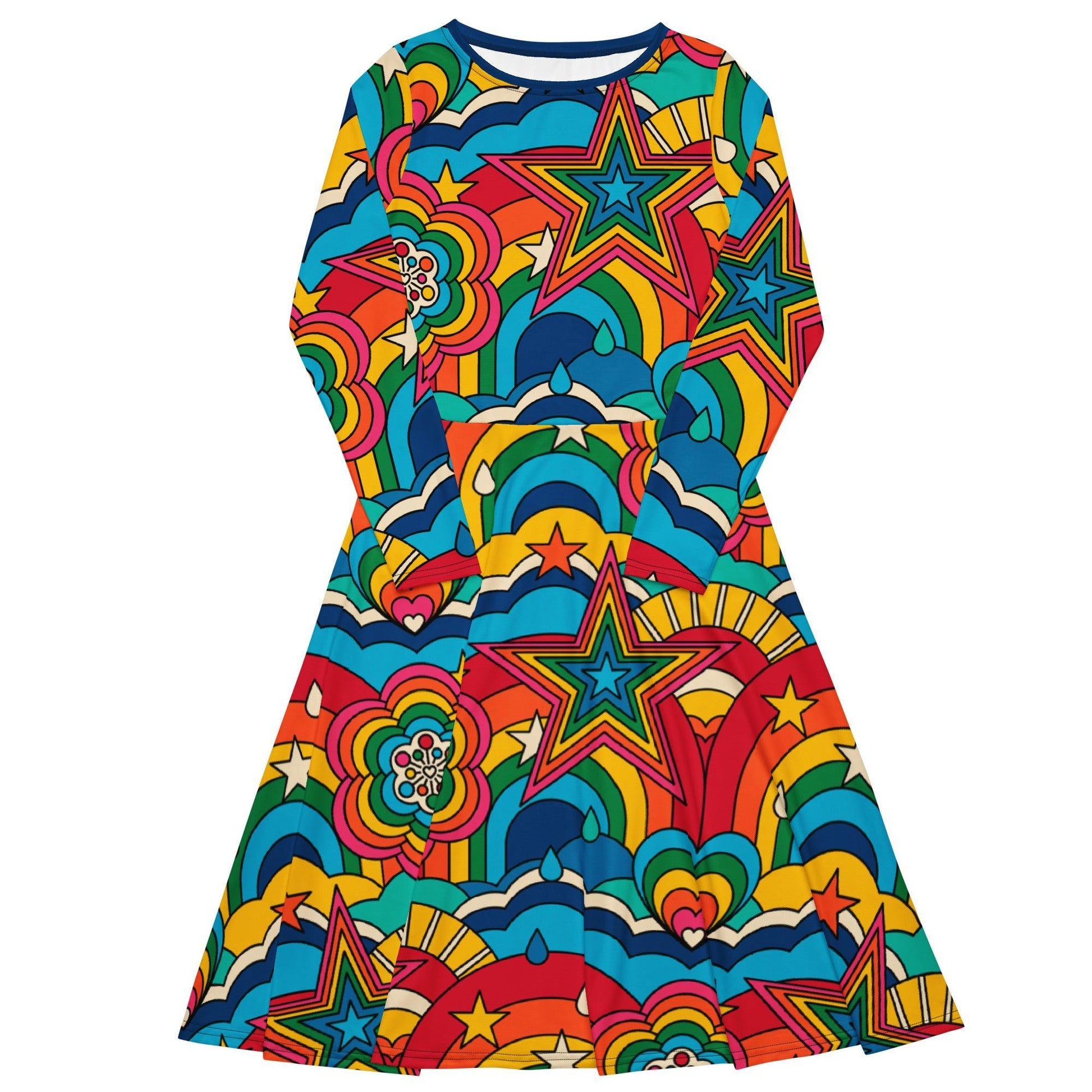Midi dress - RAINBOW RAVE - Bold rainbow sky print 6XL