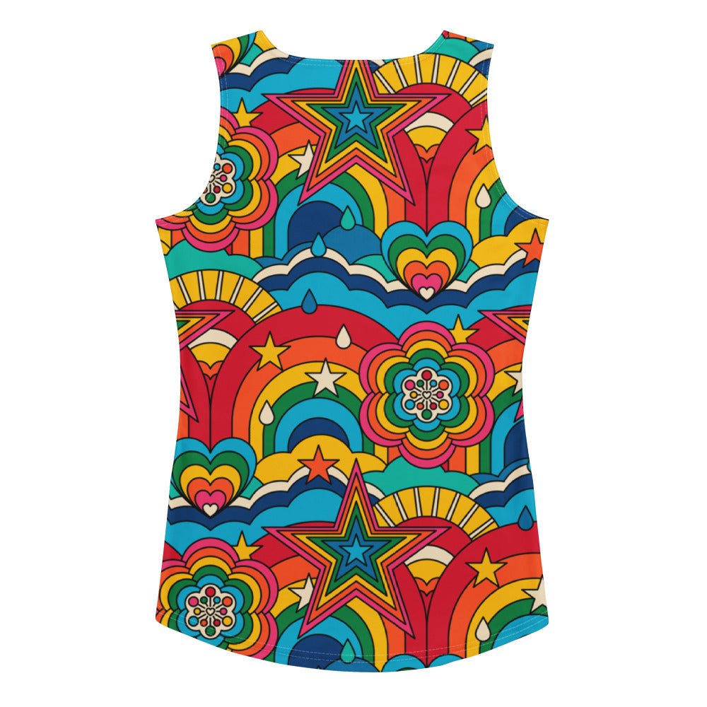 Tank top - RAINBOW RAVE - Bold rainbow sky print XL
