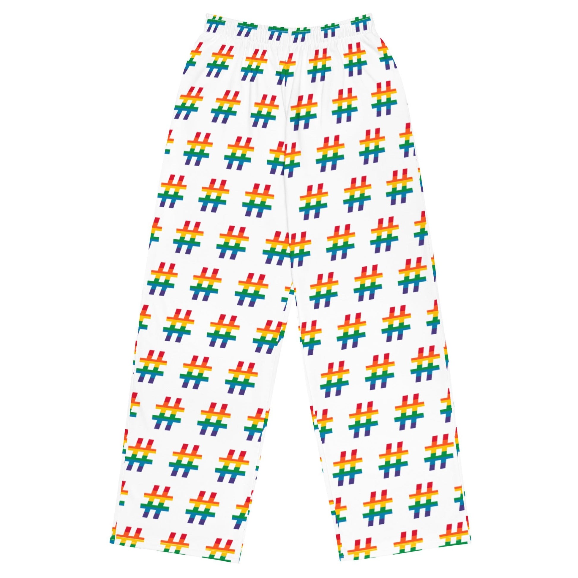 Pants - #RAINBOW white - Colorful Hashtag Print