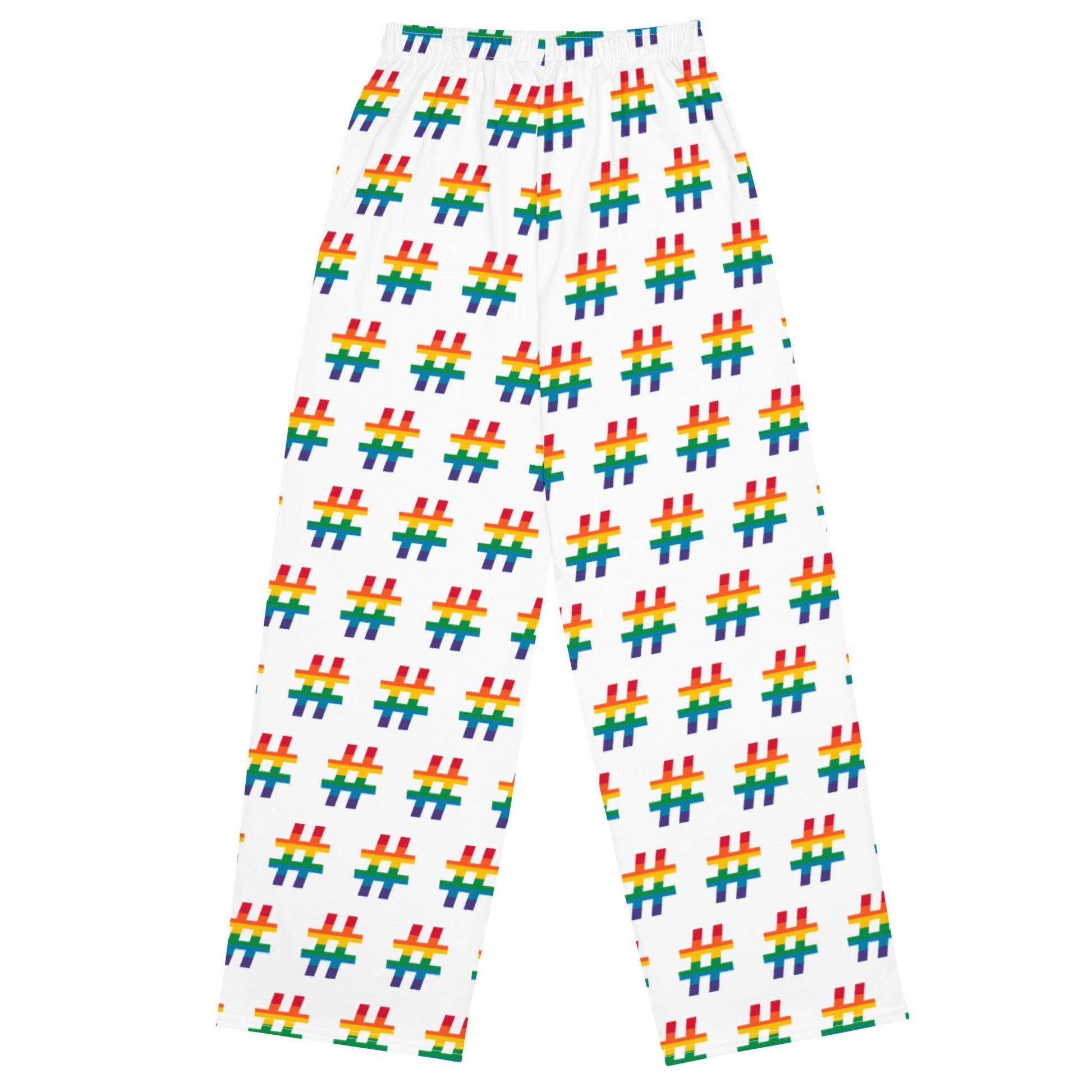 Pants - #RAINBOW white - Colorful Hashtag Print