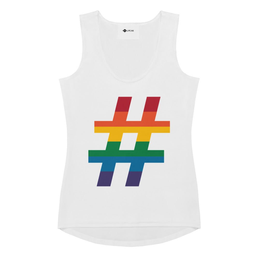 Tank Top - #RAINBOW white - Colorful Hashtag Print