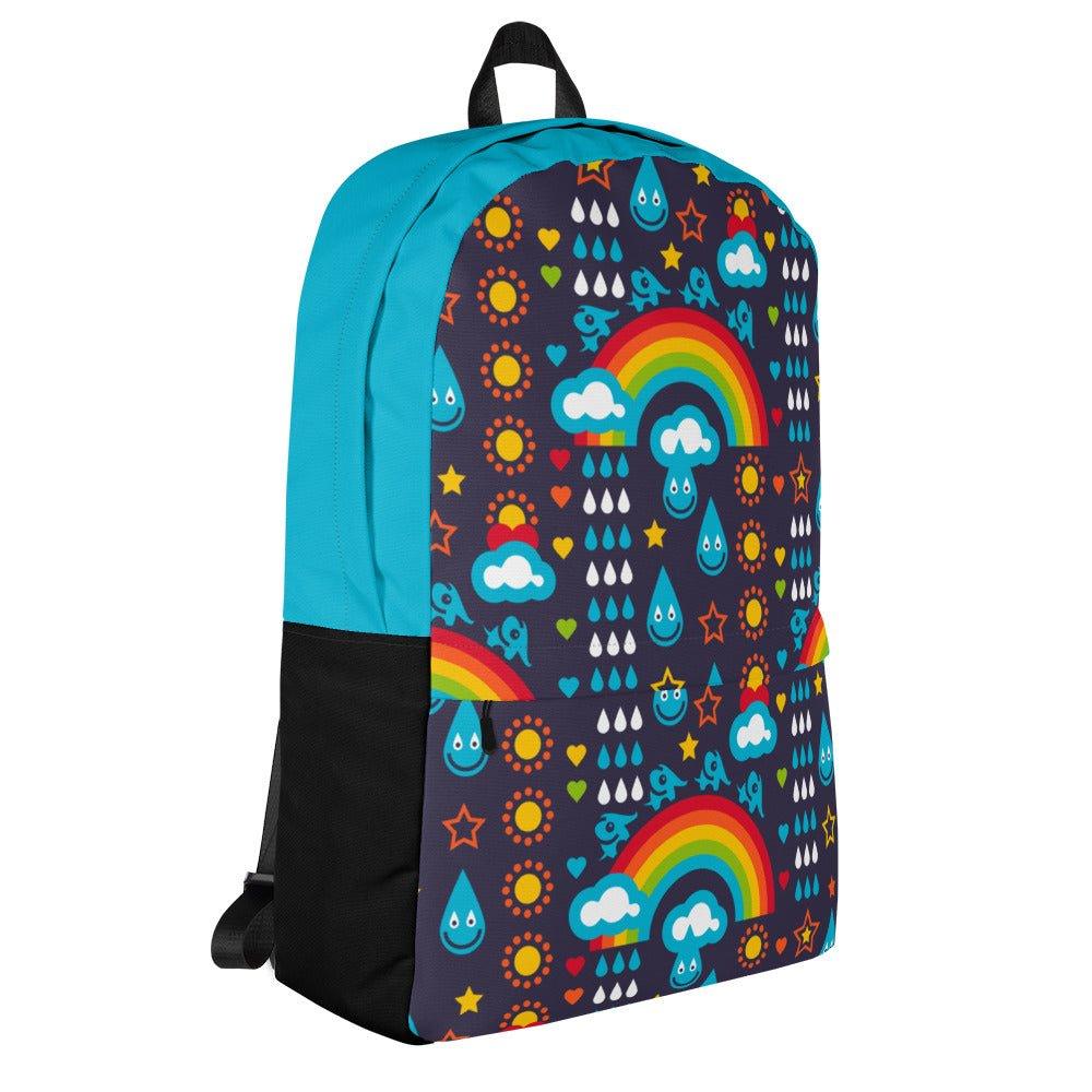 Backpack - RAINBOWPHANT blue - Rainbows and elephants print