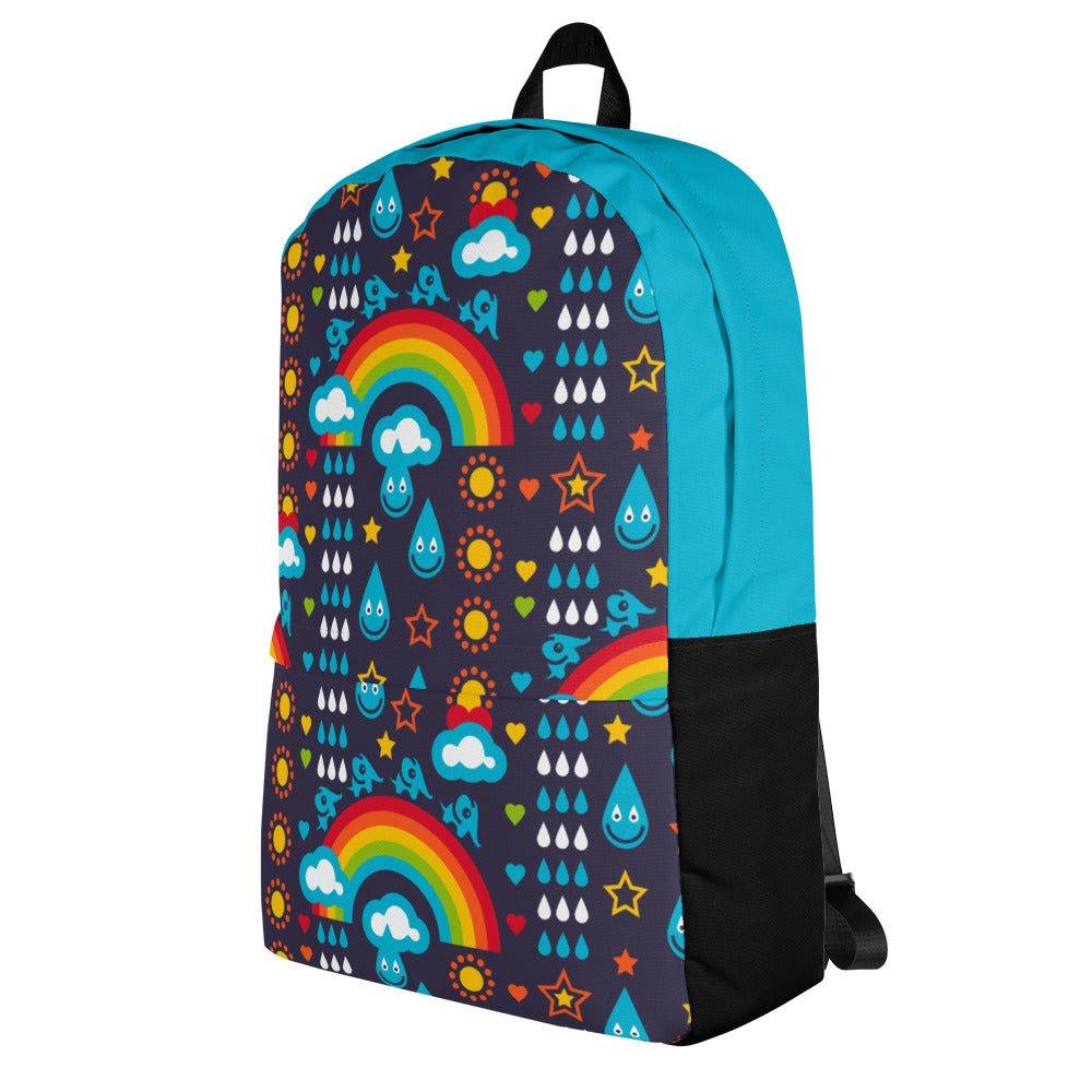 Backpack - RAINBOWPHANT blue - Rainbows and elephants print