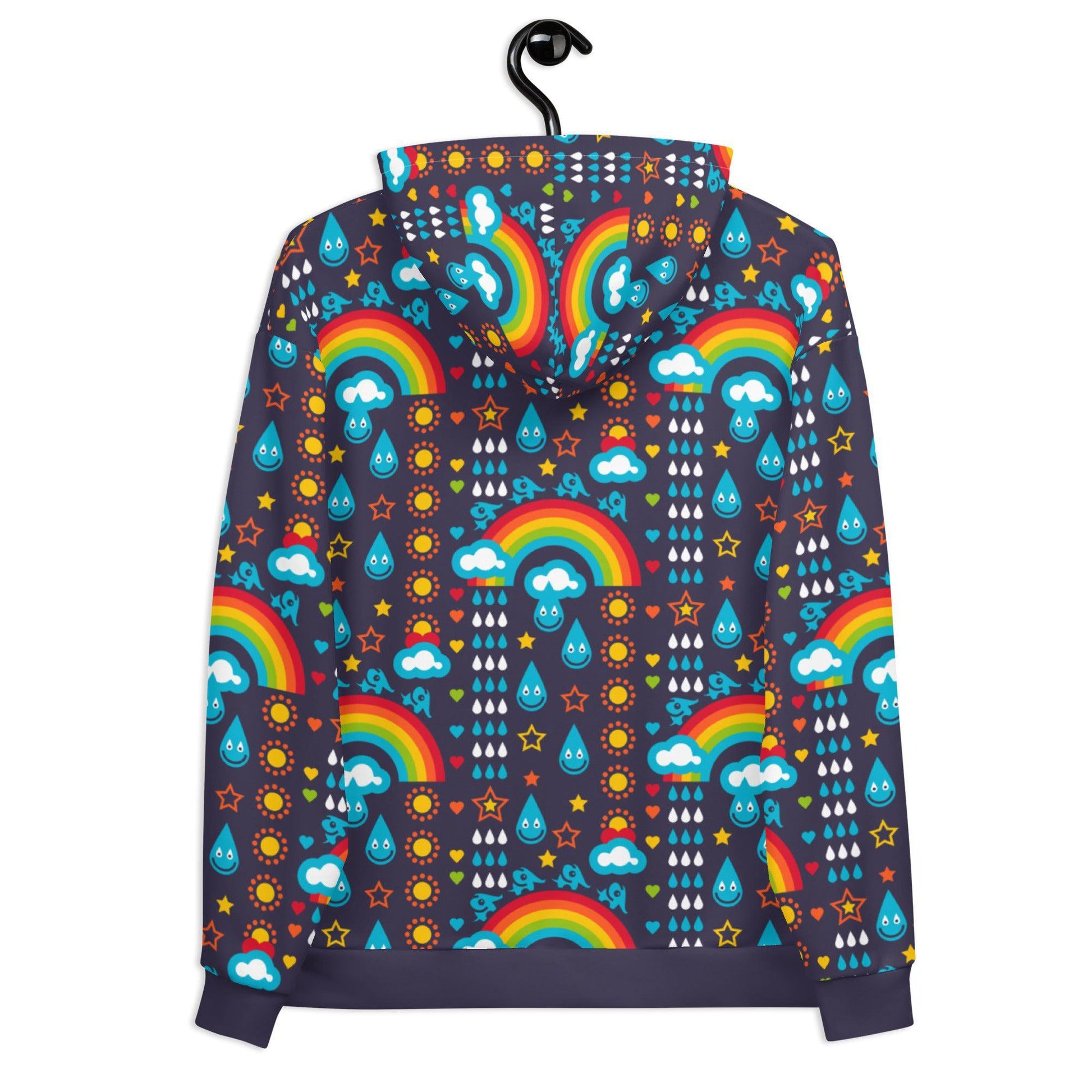 Hoodie - RAINBOWPHANT blue - Rainbows and elephants print