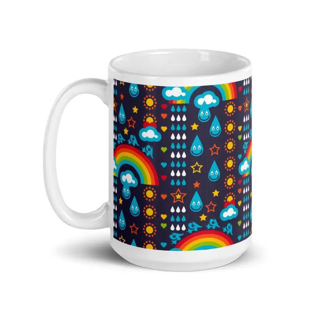 Mug - RAINBOWPHANT blue - Rainbows and elephants print