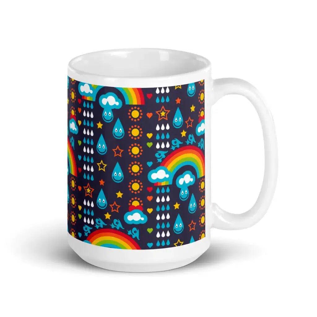 Mug - RAINBOWPHANT blue - Rainbows and elephants print 15oz