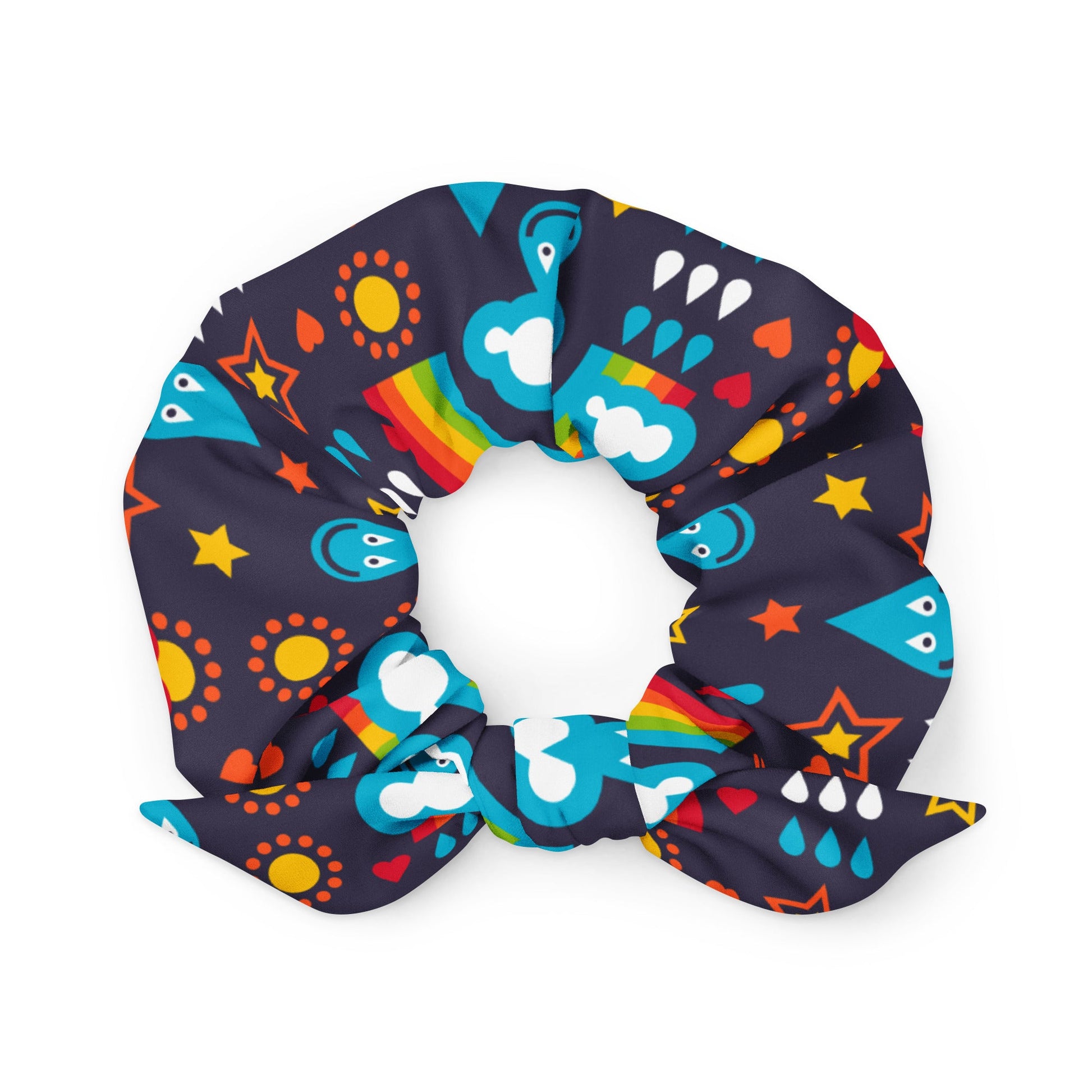Scrunchie - RAINBOWPHANT blue - Rainbows and elephants print Default Title