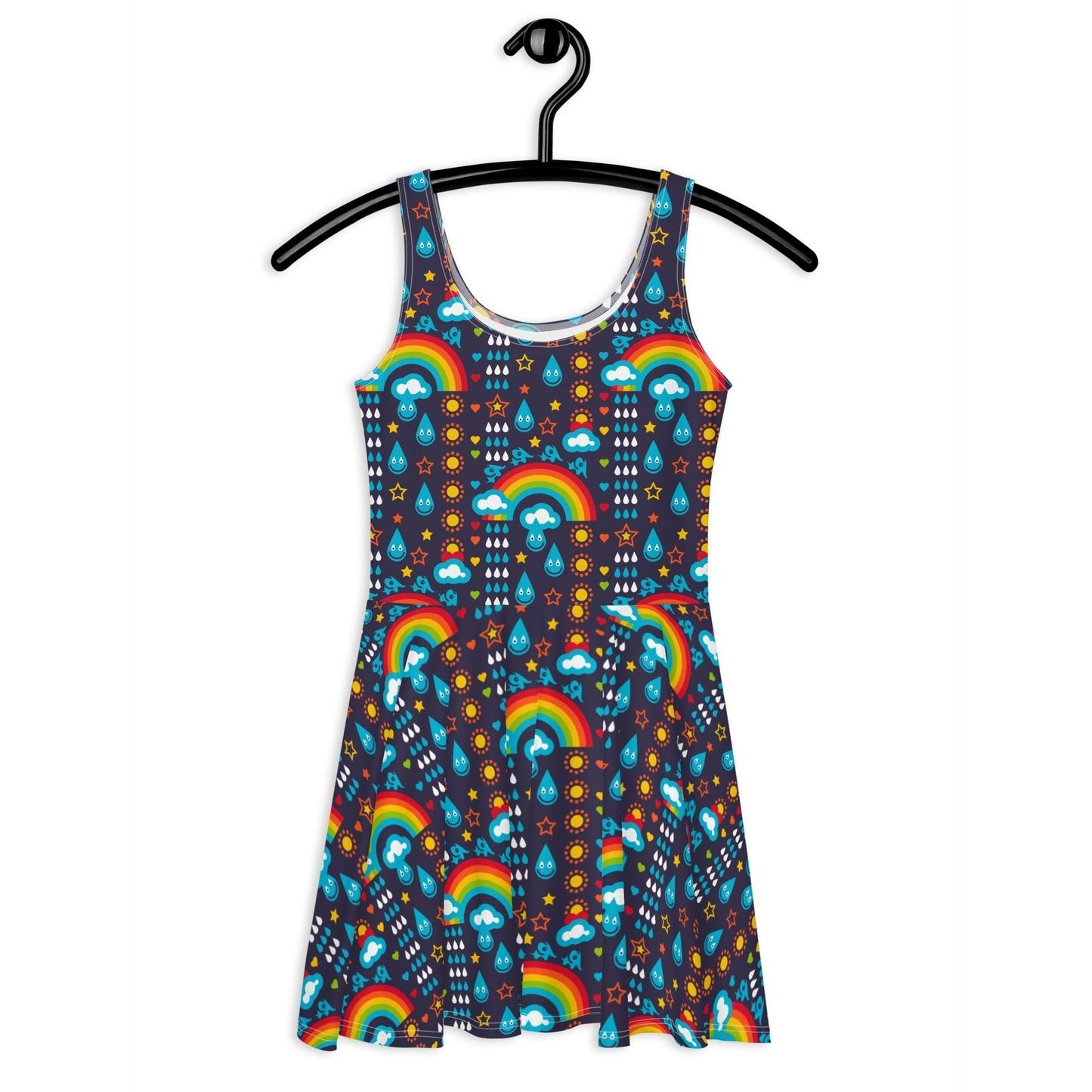 Skater dress - RAINBOWPHANT blue - Rainbows and elephants print 3XL