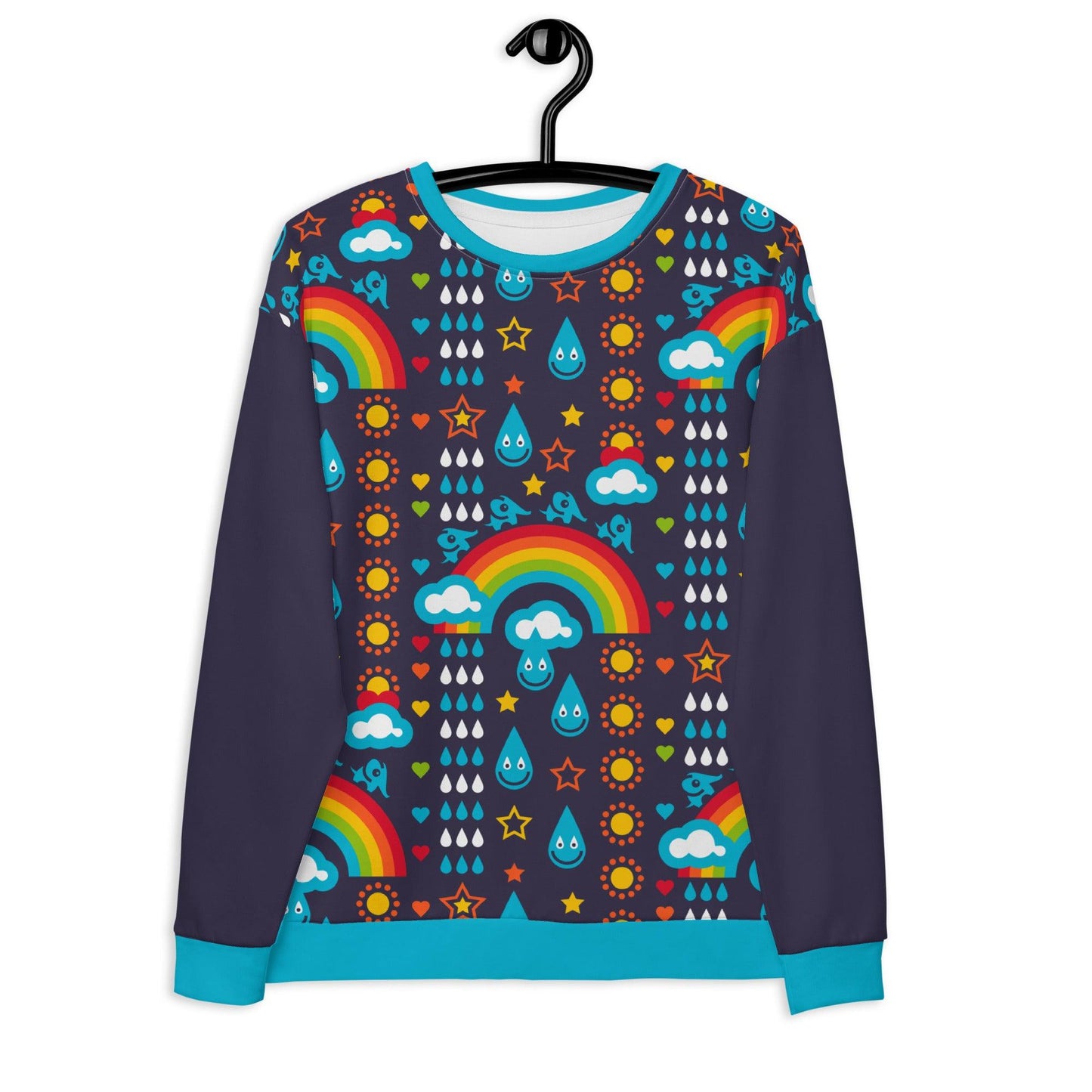 Sweatshirt - RAINBOWPHANT blue - Rainbows and elephants print 3XL