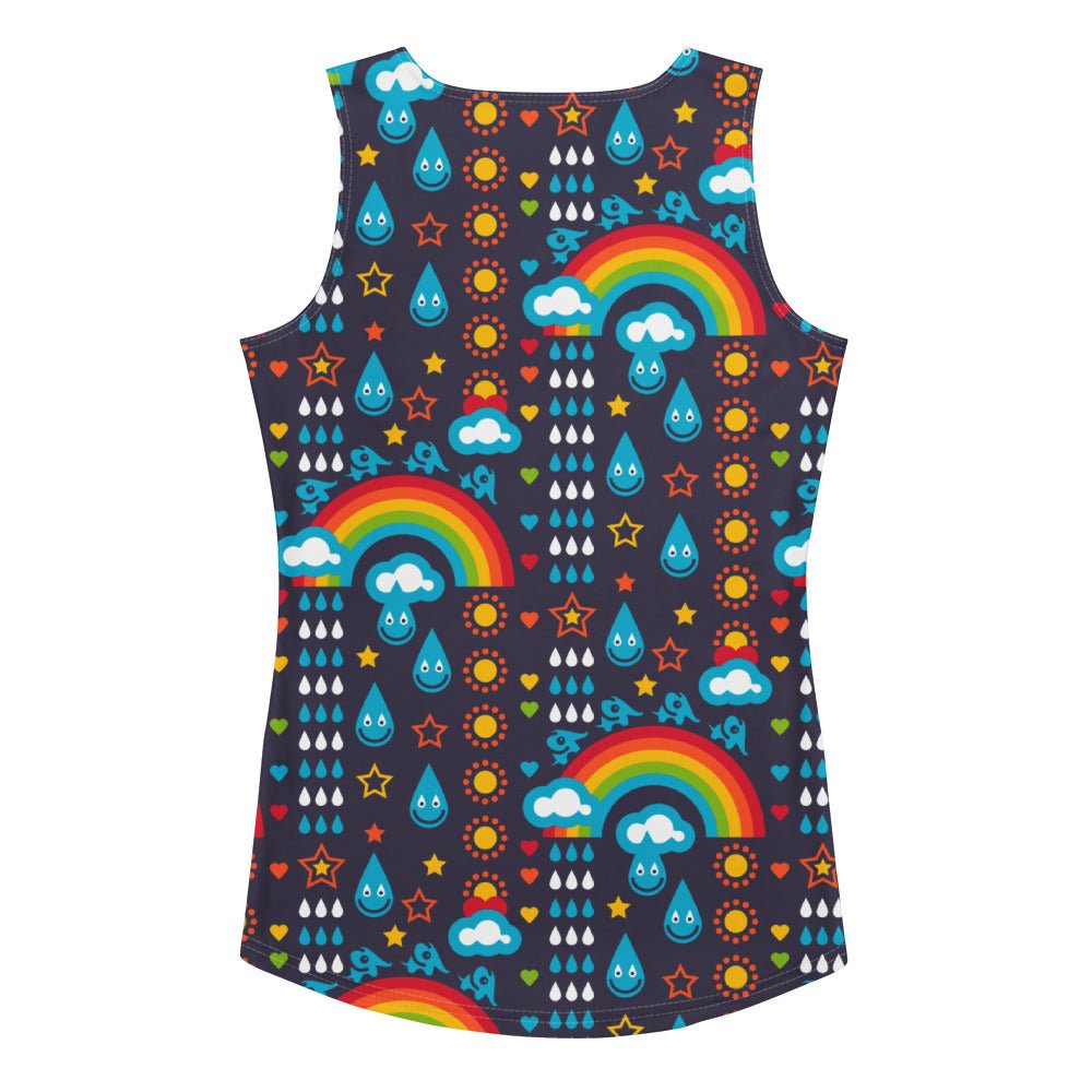 Tank top - RAINBOWPHANT blue - Rainbows and elephants print XL