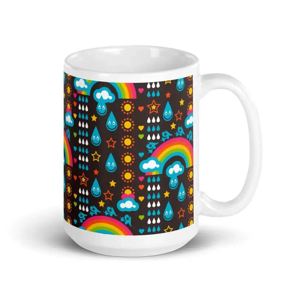 Mug - RAINBOWPHANT brown - Rainbows and elephants print 15oz
