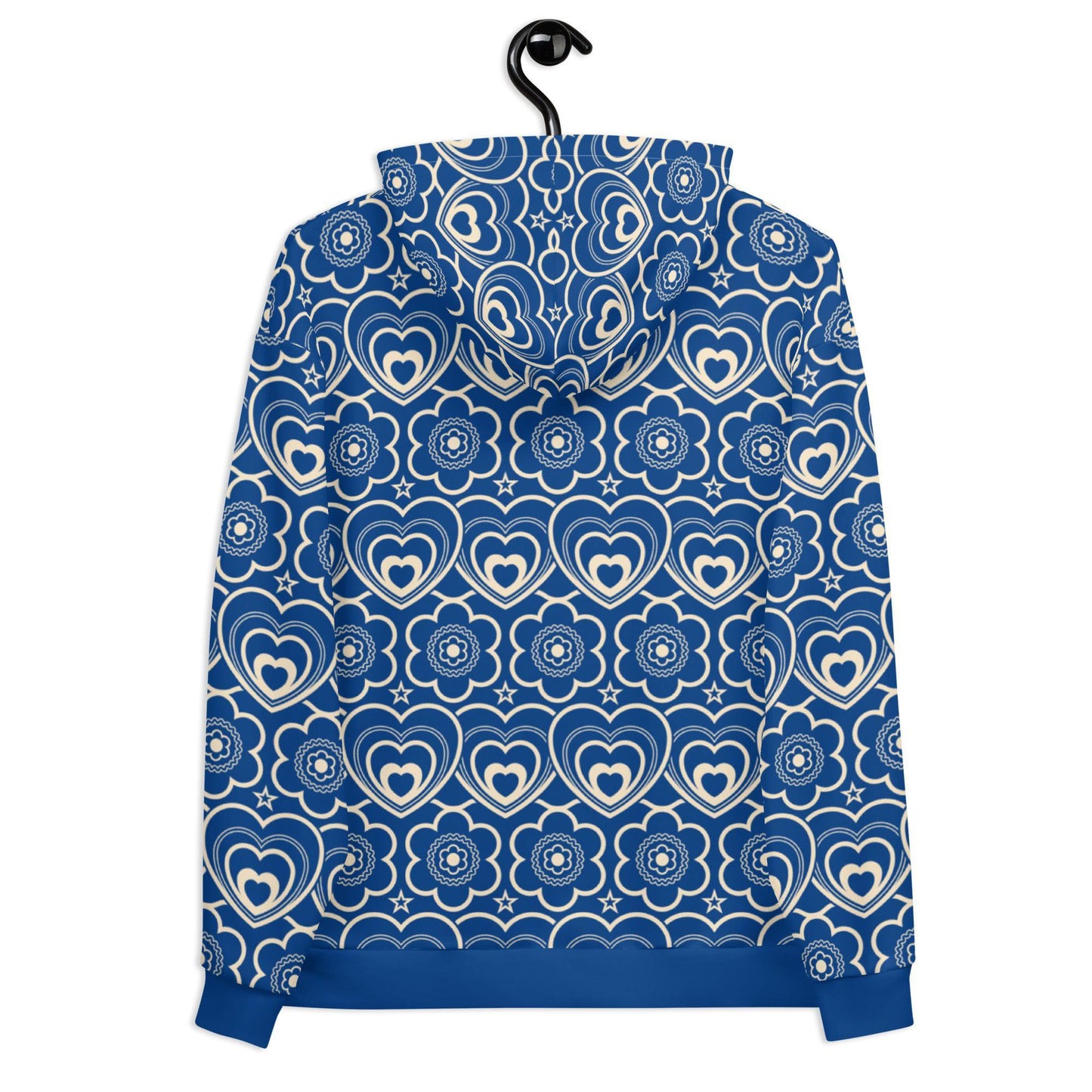 Hoodie - RAMONA blue - Simple hearts and flowers print