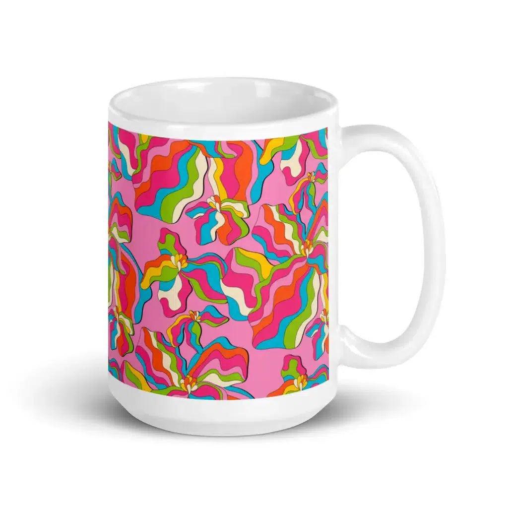 Mug - SASSY IRIS pink - Bold iris flower print