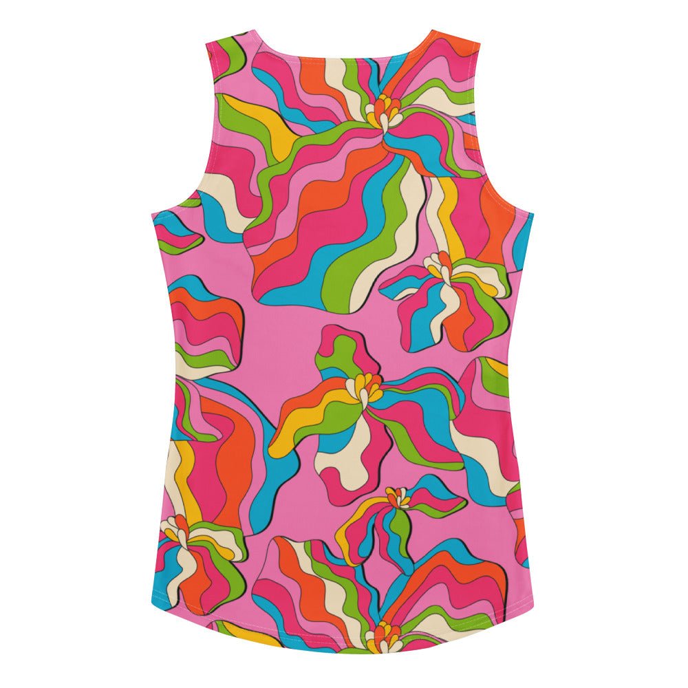 Tank top - SASSY IRIS pink - Bold iris flower print XL