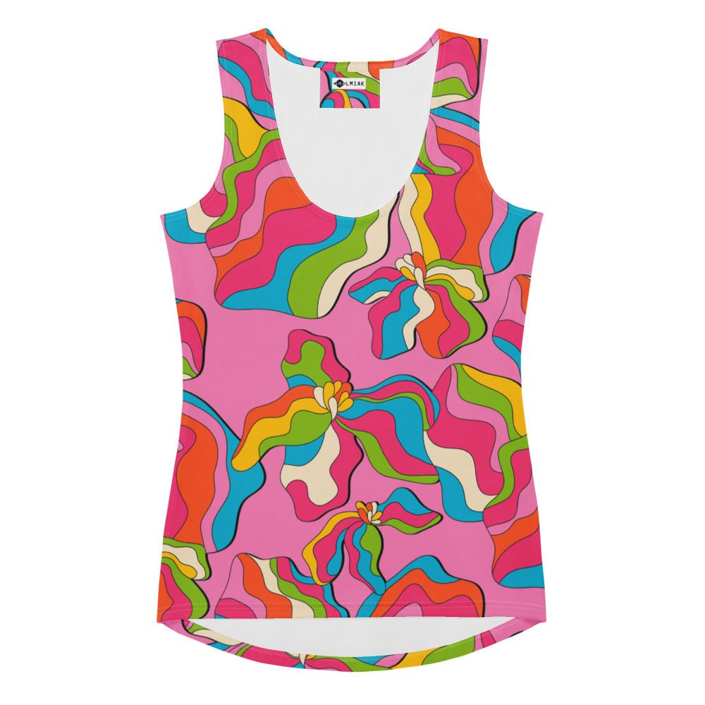 Tank top - SASSY IRIS pink - Bold iris flower print