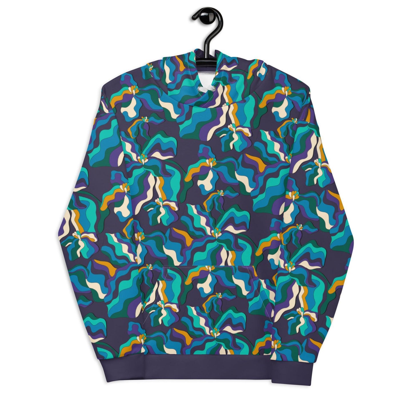Hoodie - SASSY IRIS purple - Bold iris flower print 6XL
