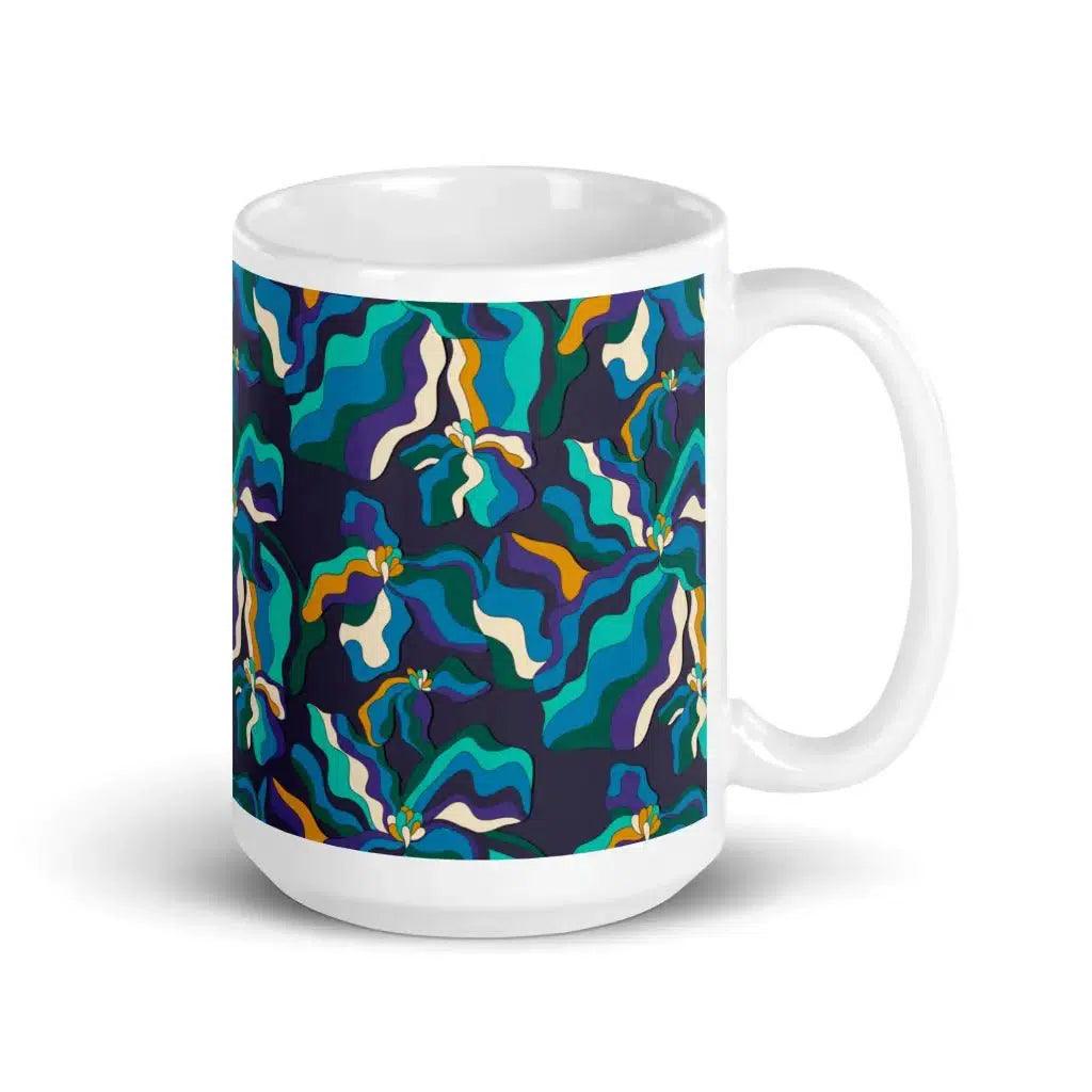 Mug - SASSY IRIS purple - Bold iris flower print