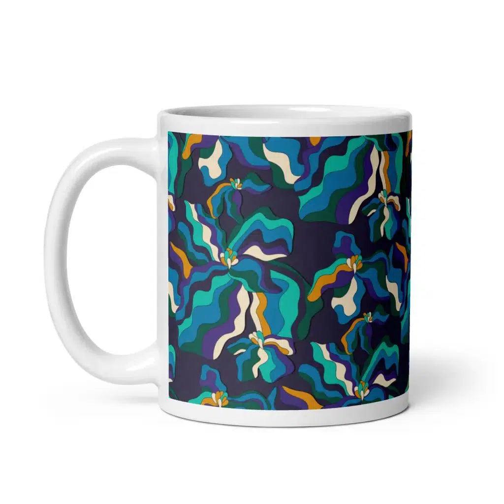 Mug - SASSY IRIS purple - Bold iris flower print