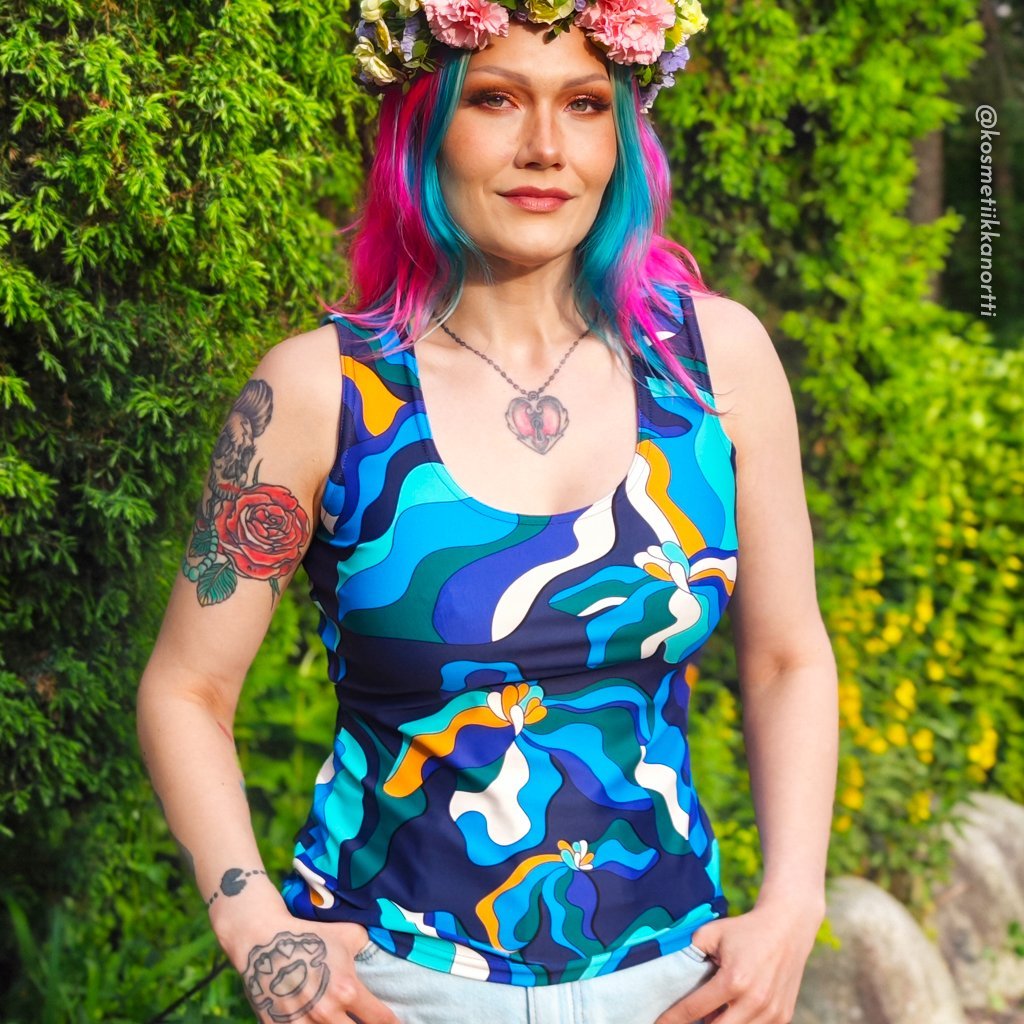 Tank top - SASSY IRIS purple - Bold iris flower print