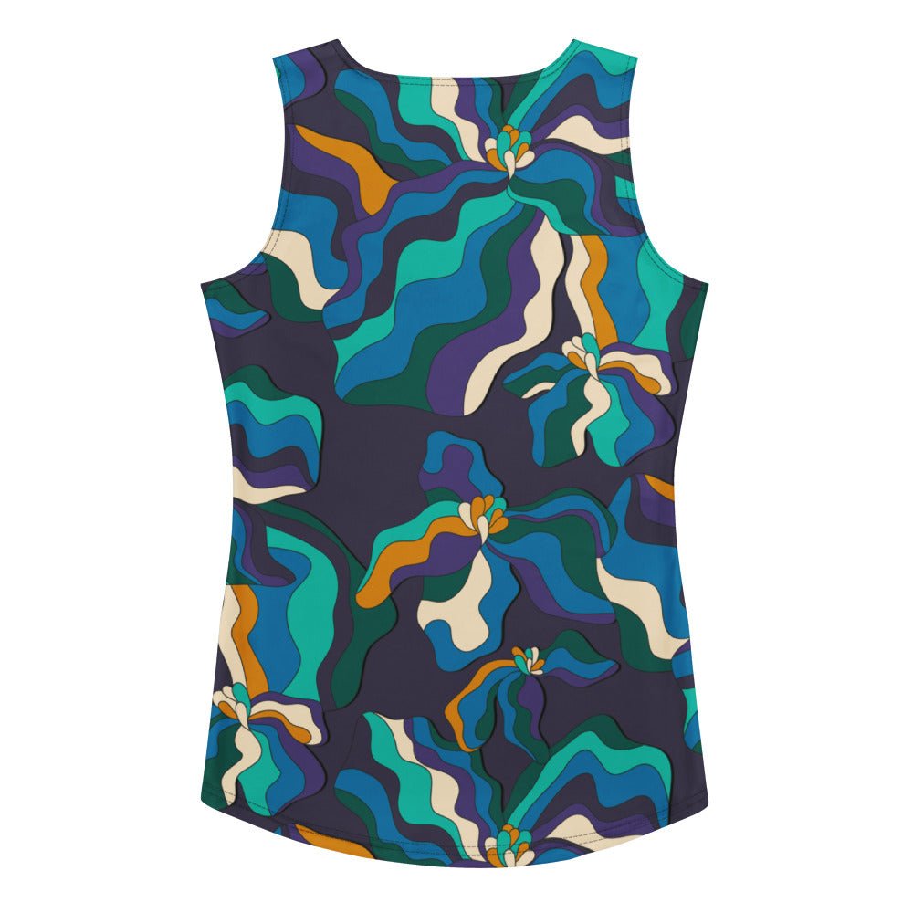Tank top - SASSY IRIS purple - Bold iris flower print XL
