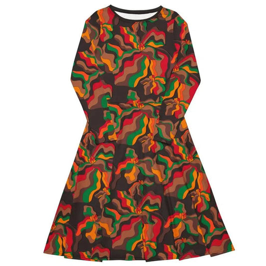 Midi dress - SASSY IRIS retro - Bold iris flower print