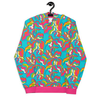 Hoodie - SASSY IRIS turquoise - Bold iris flower print 6XL