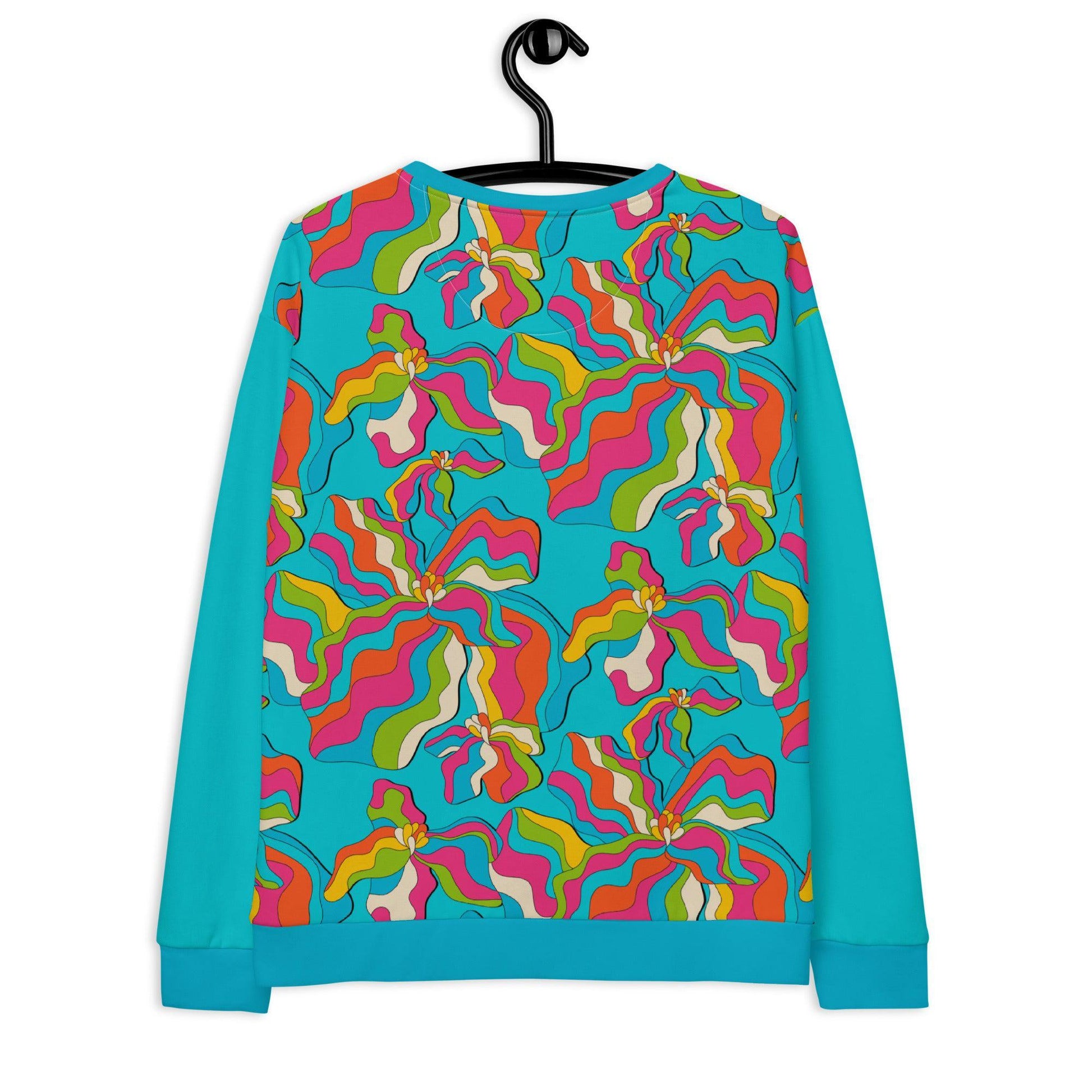 Sweatshirt - SASSY IRIS turquoise - Bold iris flower print