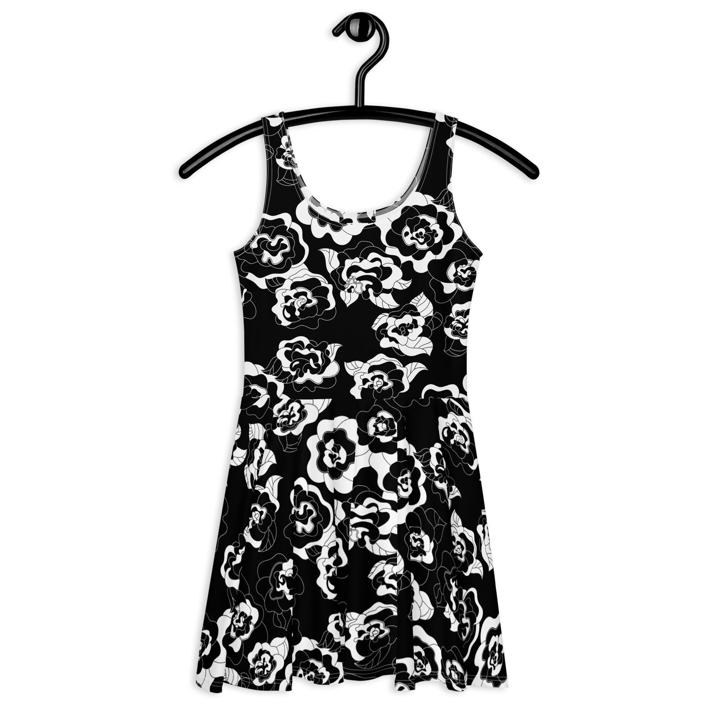 Skater dress - SERENITY bw - Simple elegant flower print 3XL
