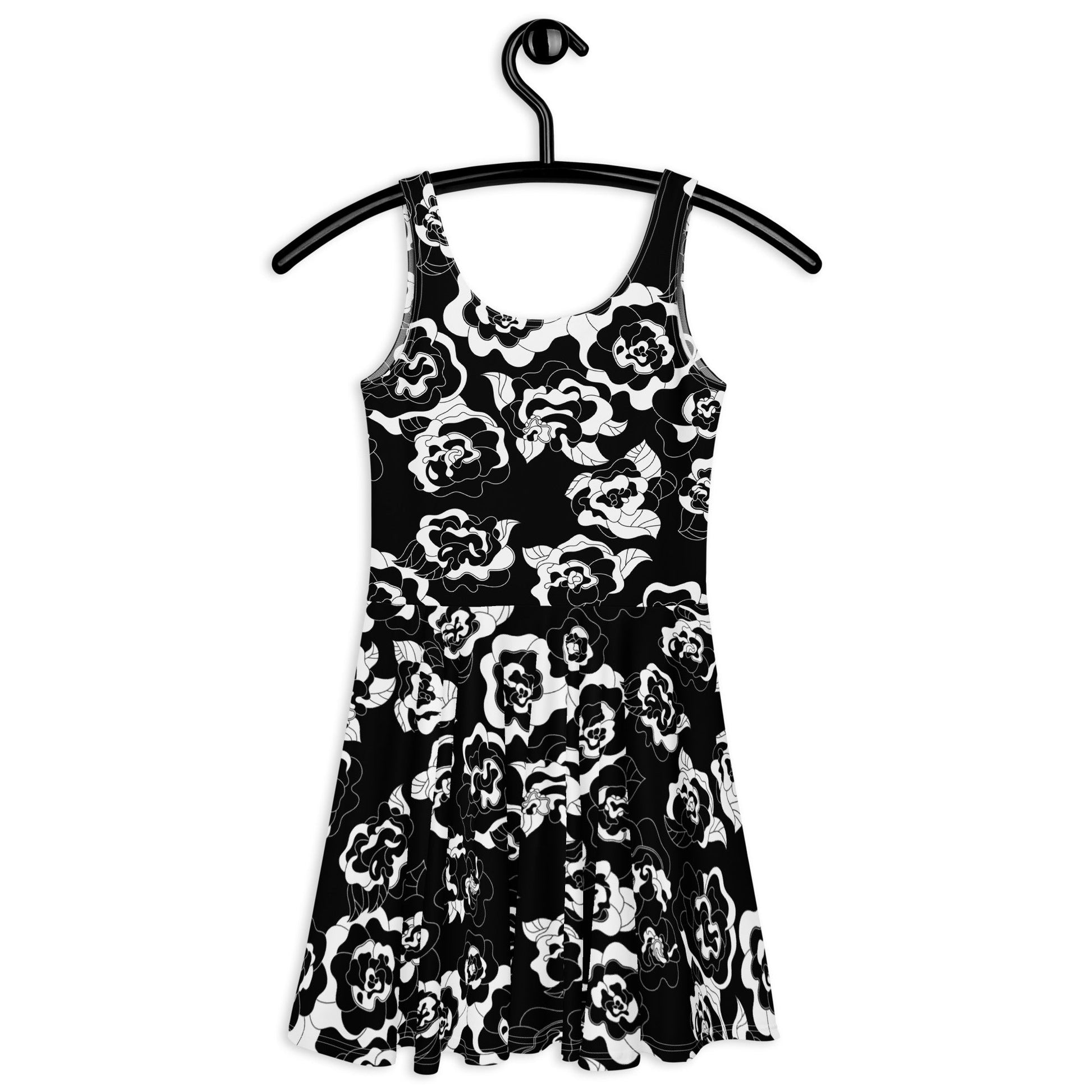 Skater dress - SERENITY bw - Simple elegant flower print