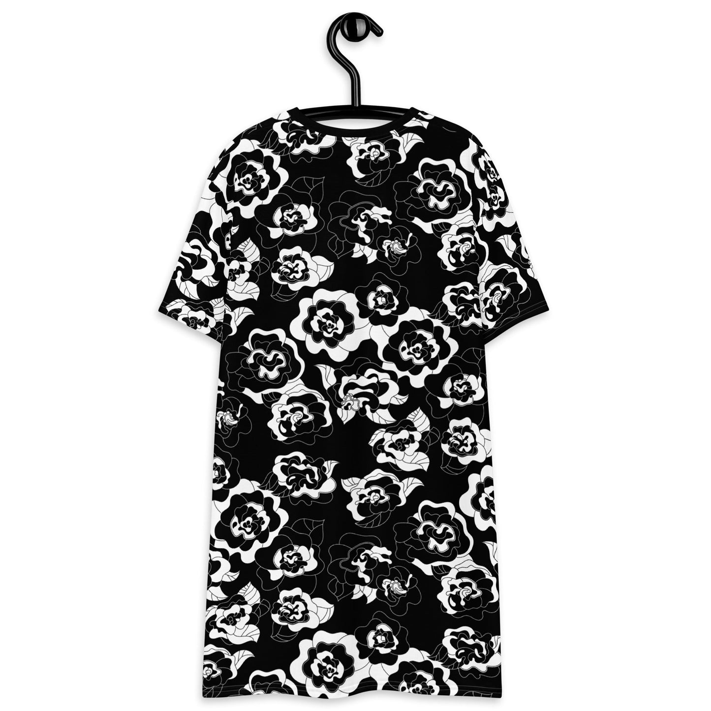 T-shirt dress - SERENITY bw - Simple elegant flower print