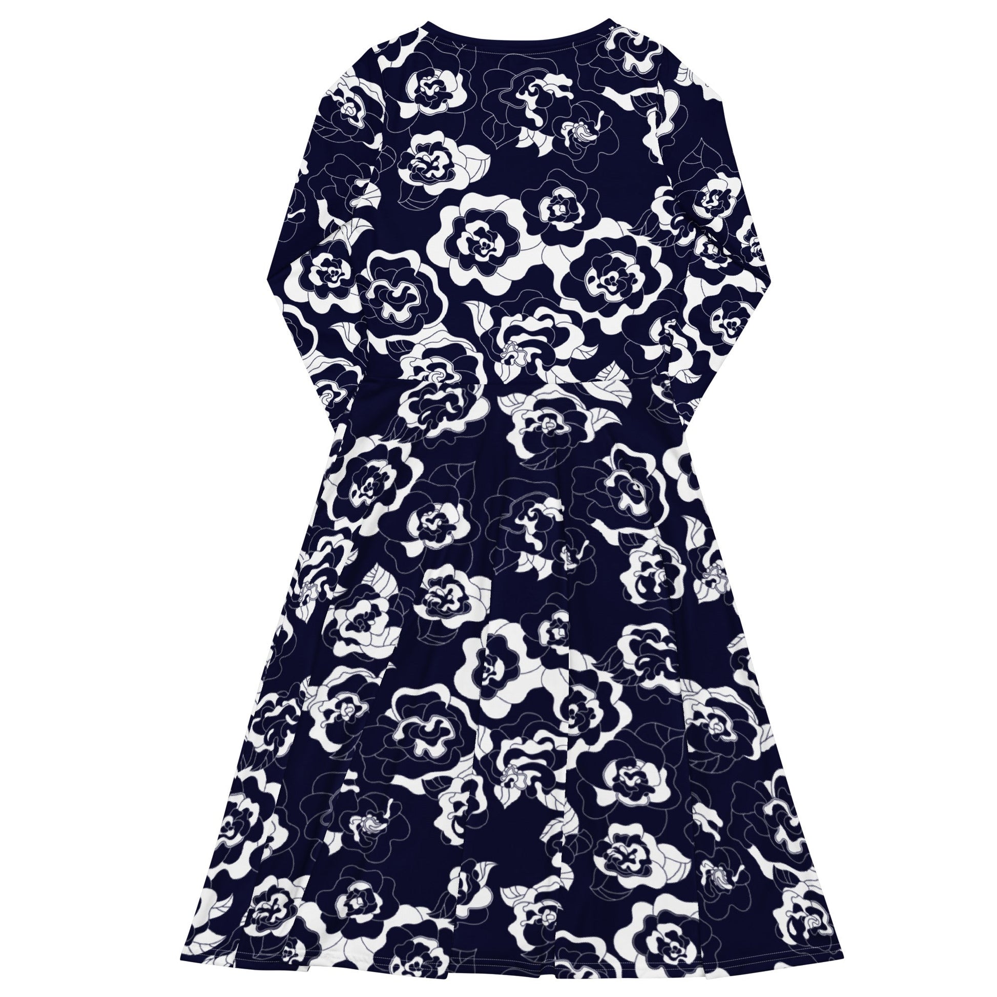 Midi dress - SERENITY navy - Simple elegant flower print