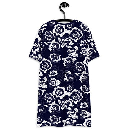 T-shirt dress - SERENITY navy - Simple elegant flower print