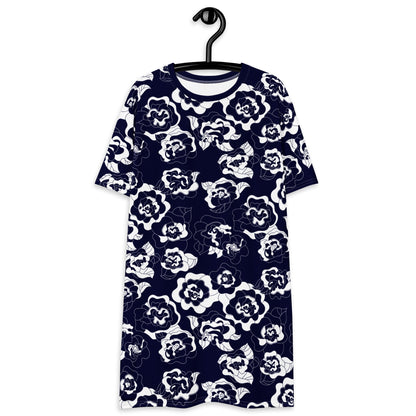 T-shirt dress - SERENITY navy - Simple elegant flower print 6XL