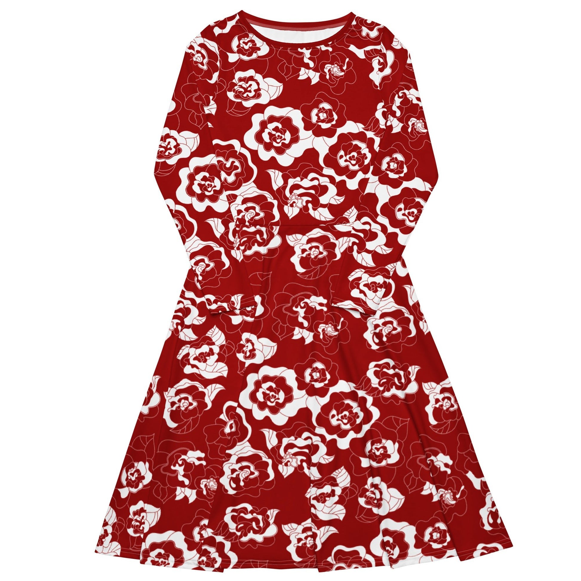 Midi dress - SERENITY scarlet - Simple elegant flower print 6XL