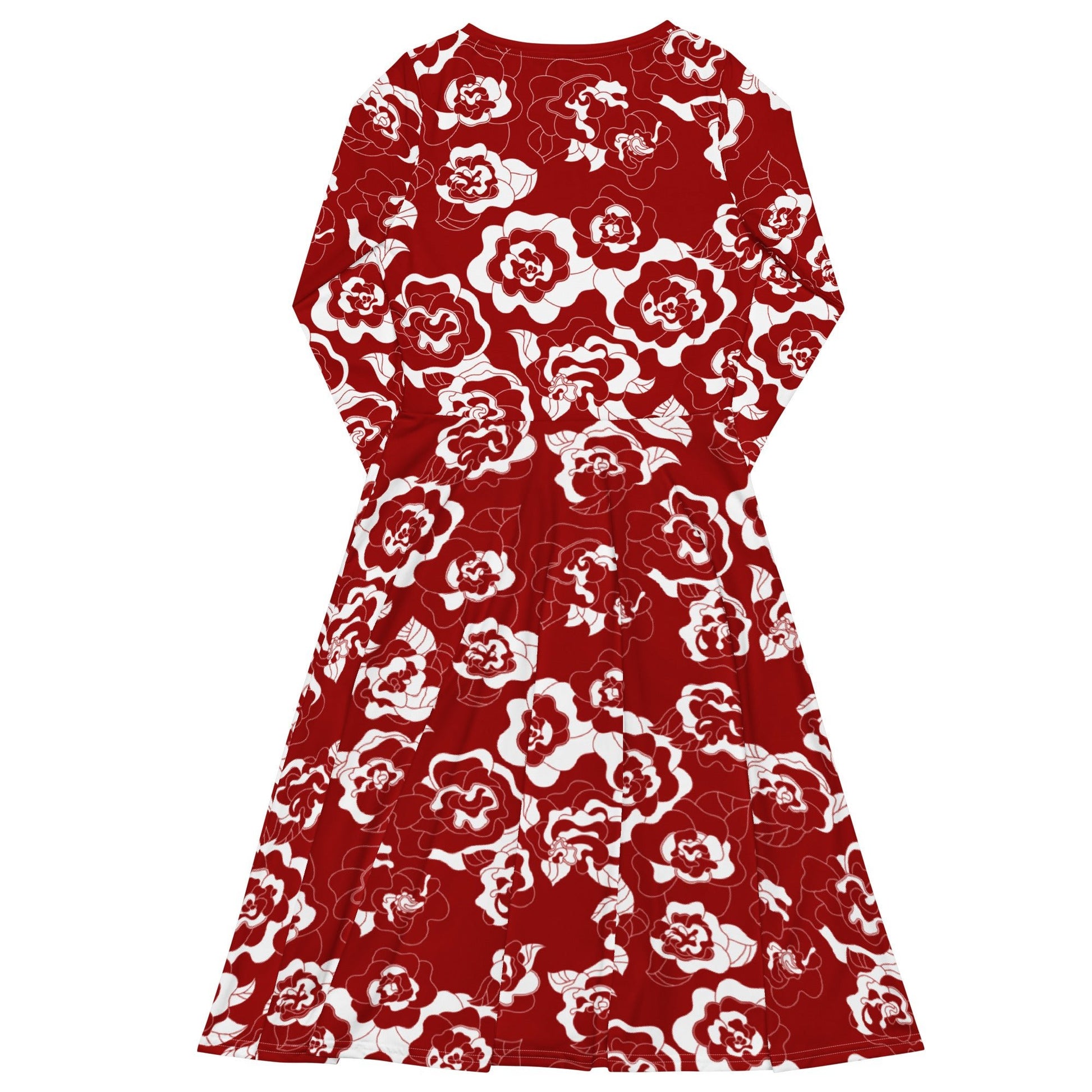 Midi dress - SERENITY scarlet - Simple elegant flower print