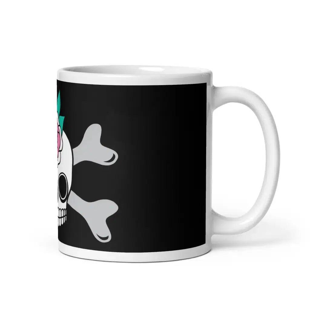 Mug - SKULLROSE black - Skulls and roses print