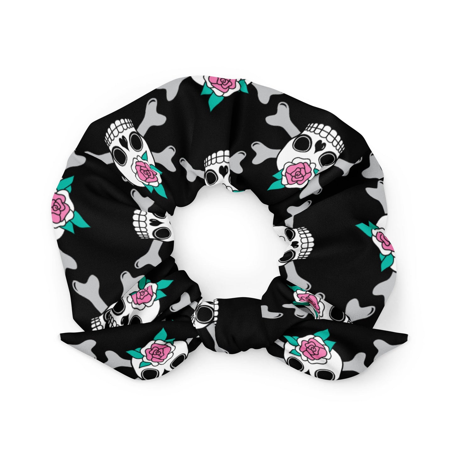 Scrunchie - SKULLROSE black - Skulls and roses print Default Title