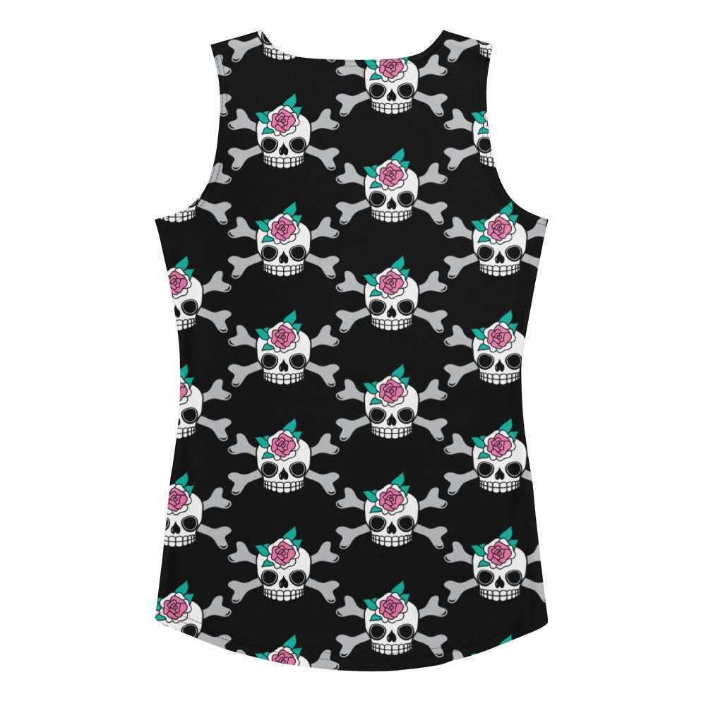 Tank top - SKULLROSE black - Skulls and roses print XL